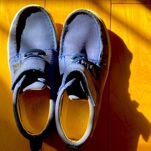 Blue leather shoes. Medium use.